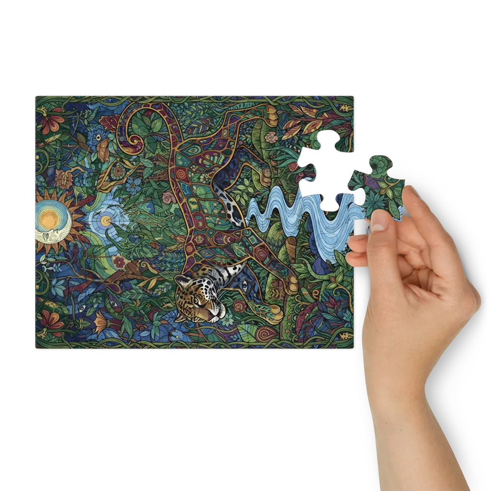 Stained-Glass Jaguar 
 Jigsaw Puzzle in Tin Box