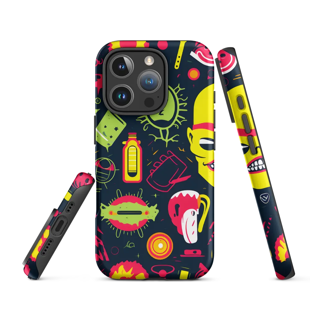 Neon Revelry: A Quirky Exploration of Modern Pop Art | Phone Case |  16 Pro | Tough Case | Matte