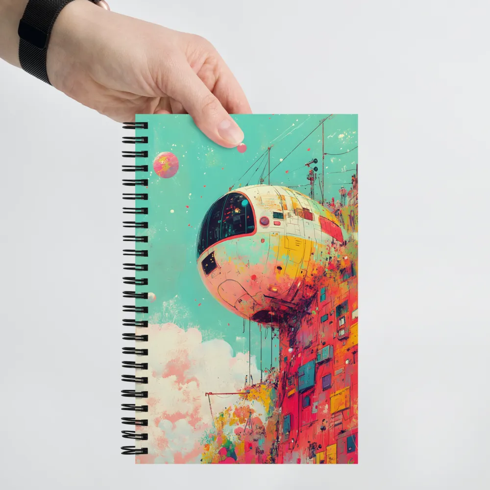 Suspended Sphere in a Vibrant Dreamscape | Spiral Notebook