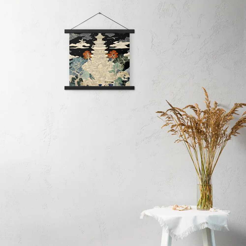 Whispers of the Pagoda | Poster With Black Wood Hanger | 14″×14″