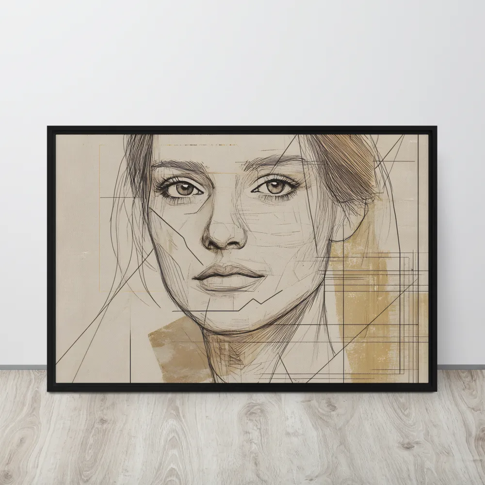 Geometric Elegance: A Modern Portrait | Canvas with Black Frame | 24″×36″
