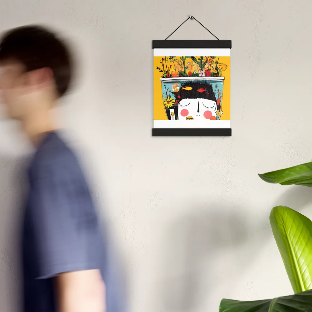 Whimsical Garden Head | Poster With Black Wood Hanger | 8″×10″