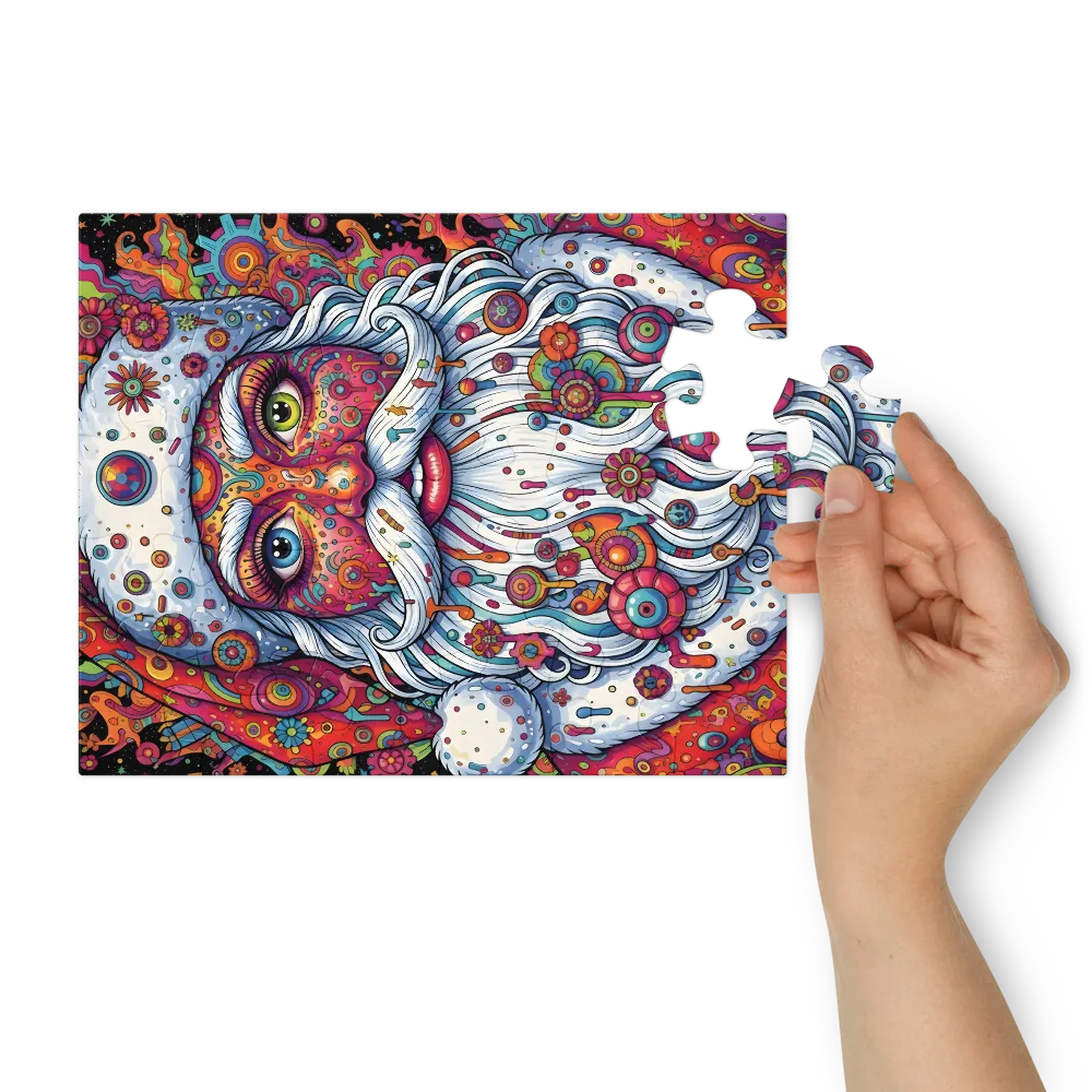 Psychedelic Santa Portrait 
 Jigsaw Puzzle in Tin Box