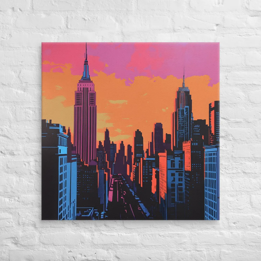 Sunset Over Skyscrapers | Canvas | 32″×32″