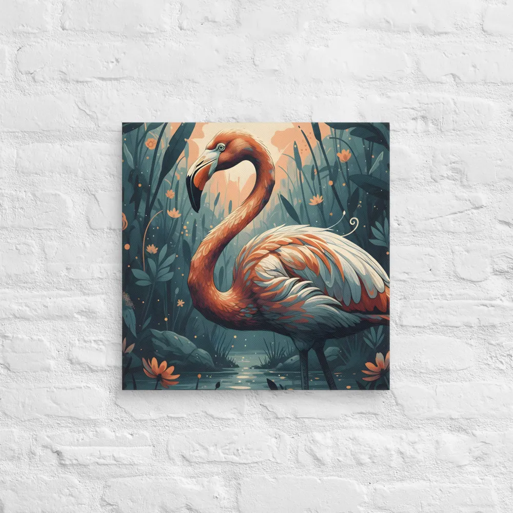 Twilight Flamingo 
 Canvas | 18″x 18″