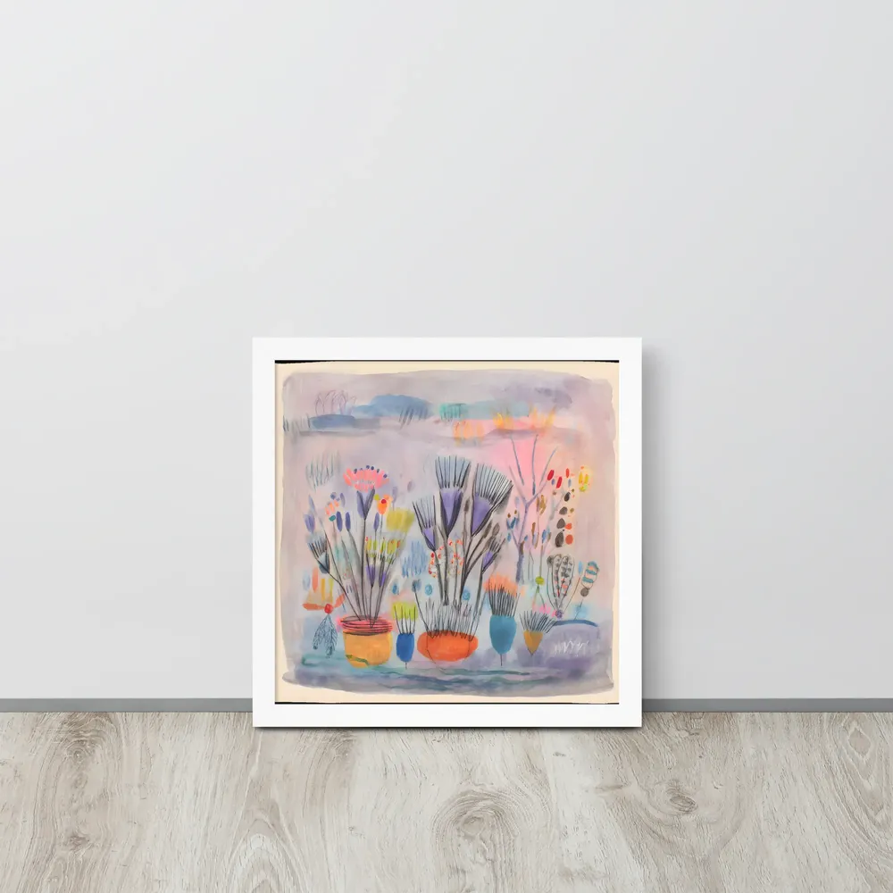 Dreamy Botanical Study 
 Poster with White Frame | 14″x 14″