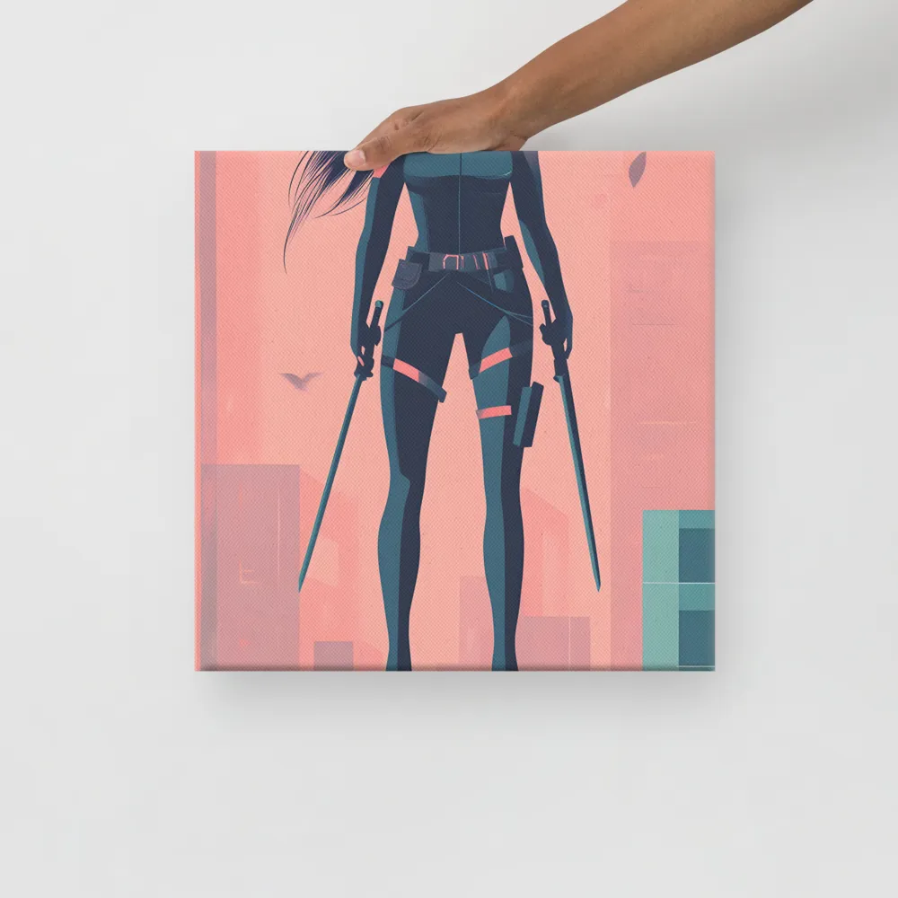 Urban Sentinel: A Warrior's Stand | Canvas | 16″×16″