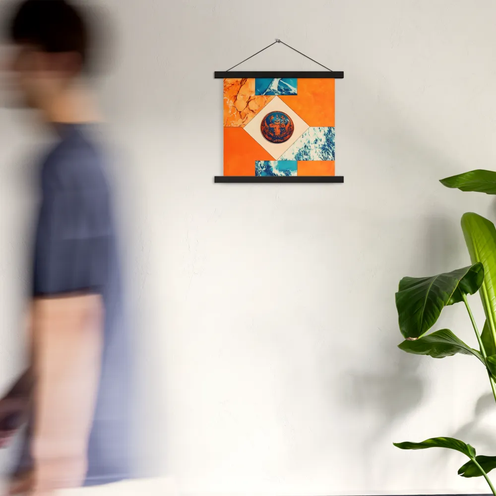 Harmonious Encounters: Abstract Geometry | Poster With Black Wood Hanger | 14″×14″