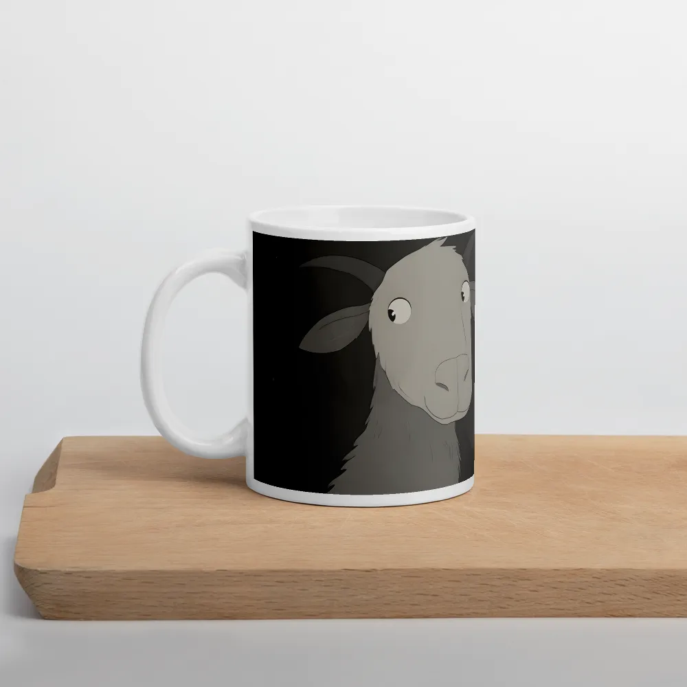 Whimsical Goat in Darkness | Mug with White inside | 11 oz