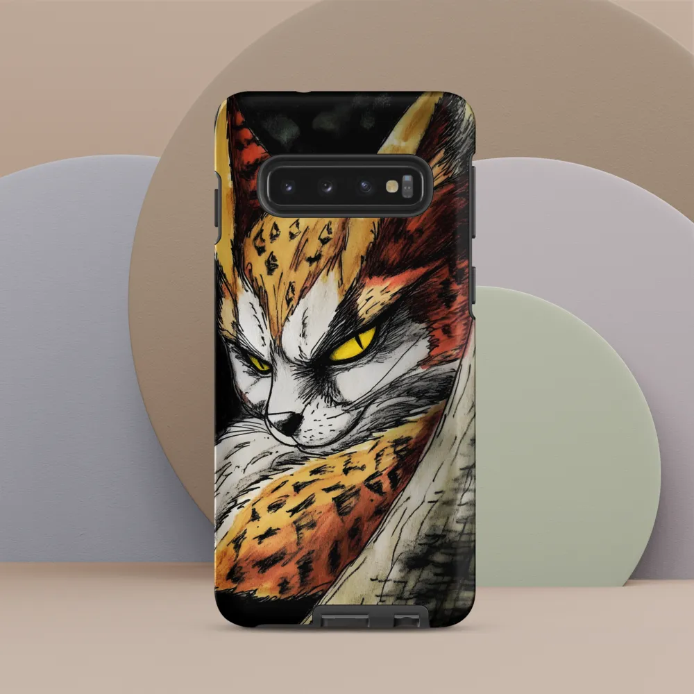 Fierce Gaze of the Wild Cat | Phone Case |  S10 | Tough Case | Matte