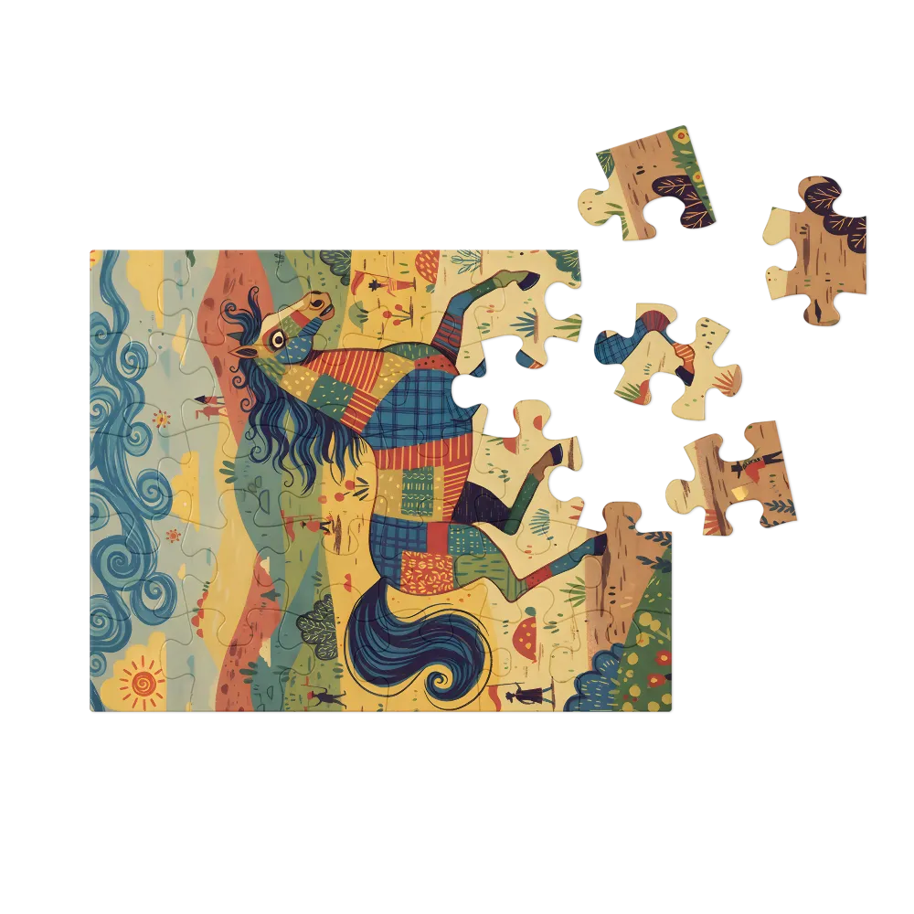 Patchwork Horse 
 Jigsaw Puzzle in Tin Box