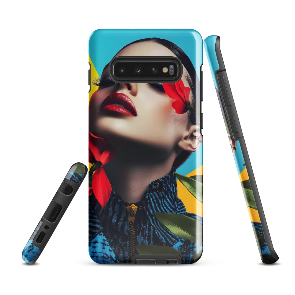 Floral Serenity: A Contemporary Portrait | Phone Case |  S10 Plus | Tough Case | Glossy