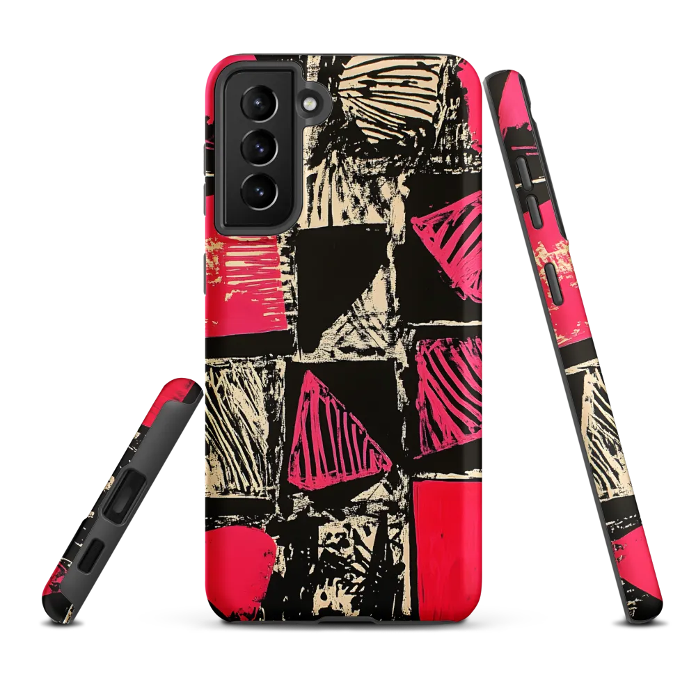 Geometric Symphony in Pink and Black
