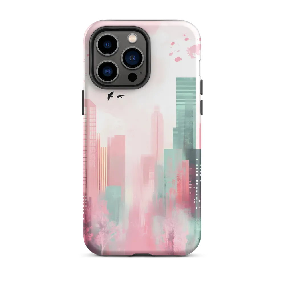 Dreamy Cityscape in Pink and Cyan