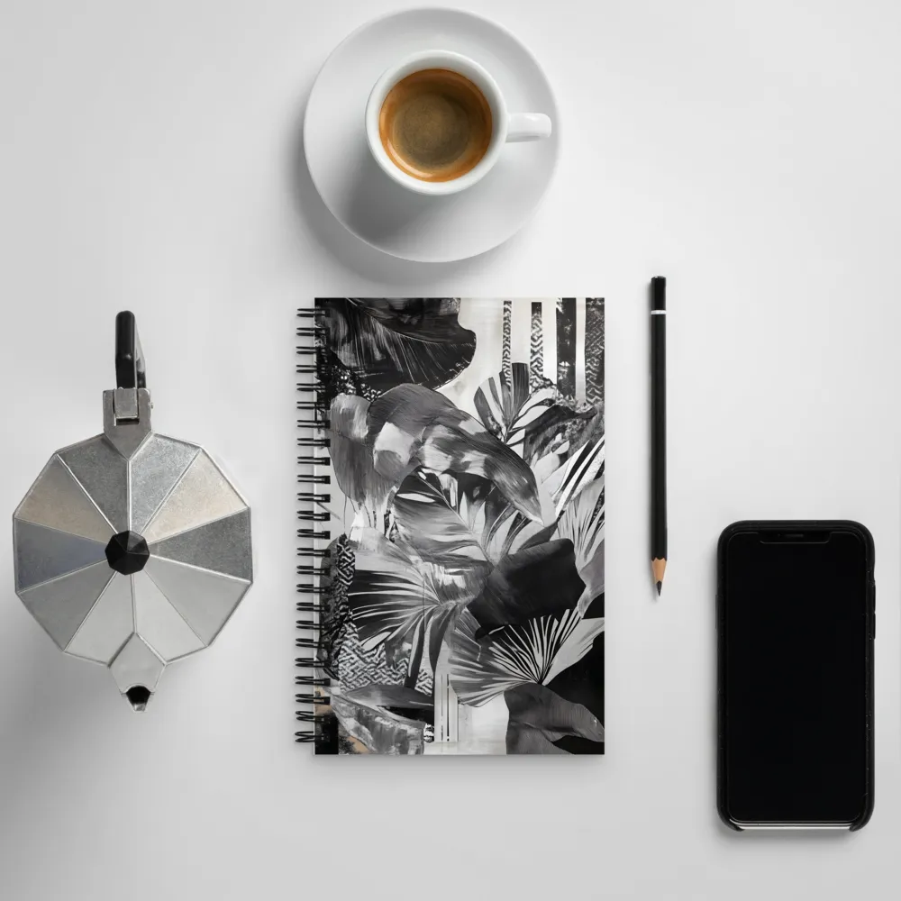 Monochrome Serenity in Tropical Foliage | Spiral Notebook