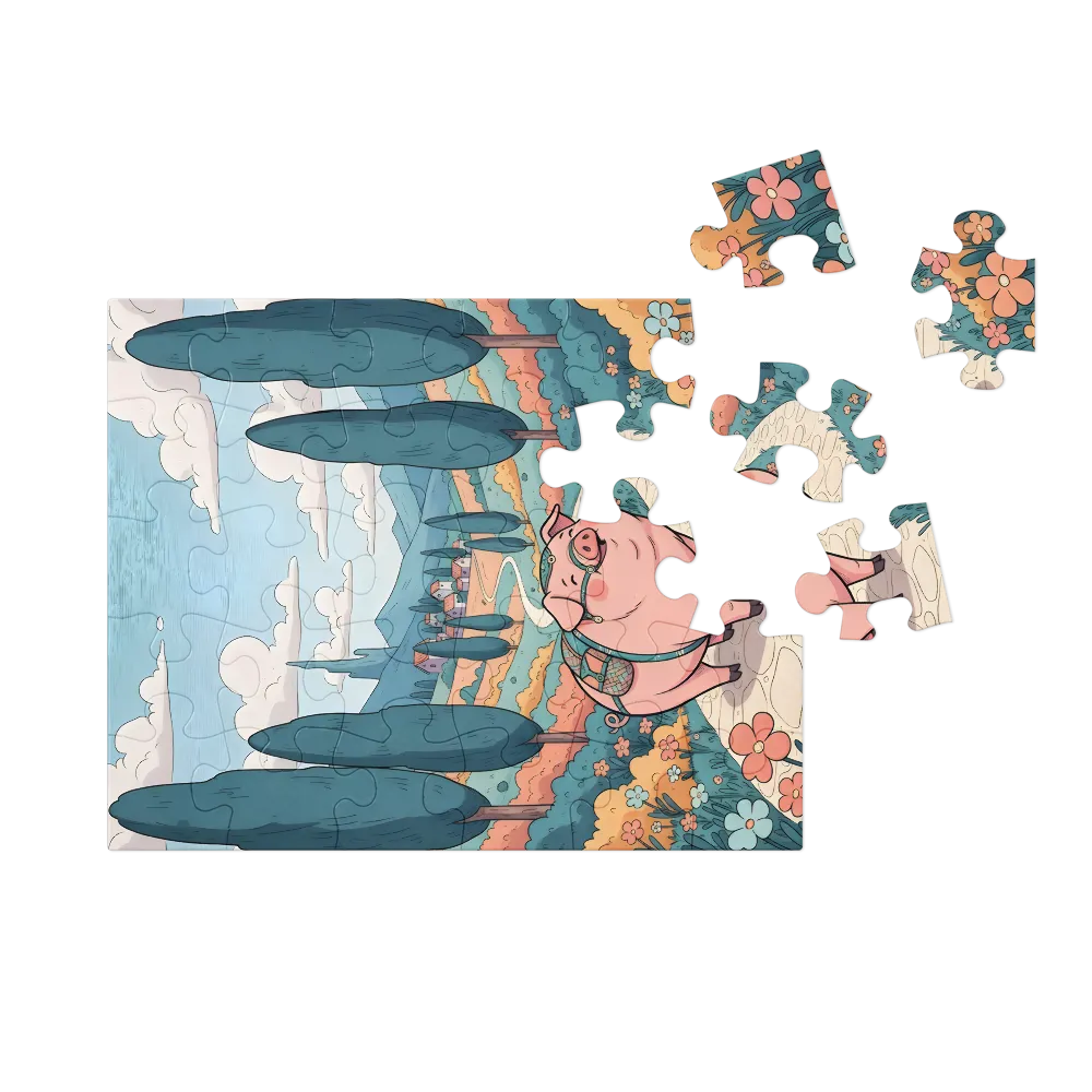 Wandering Pig 
 Jigsaw Puzzle in Tin Box