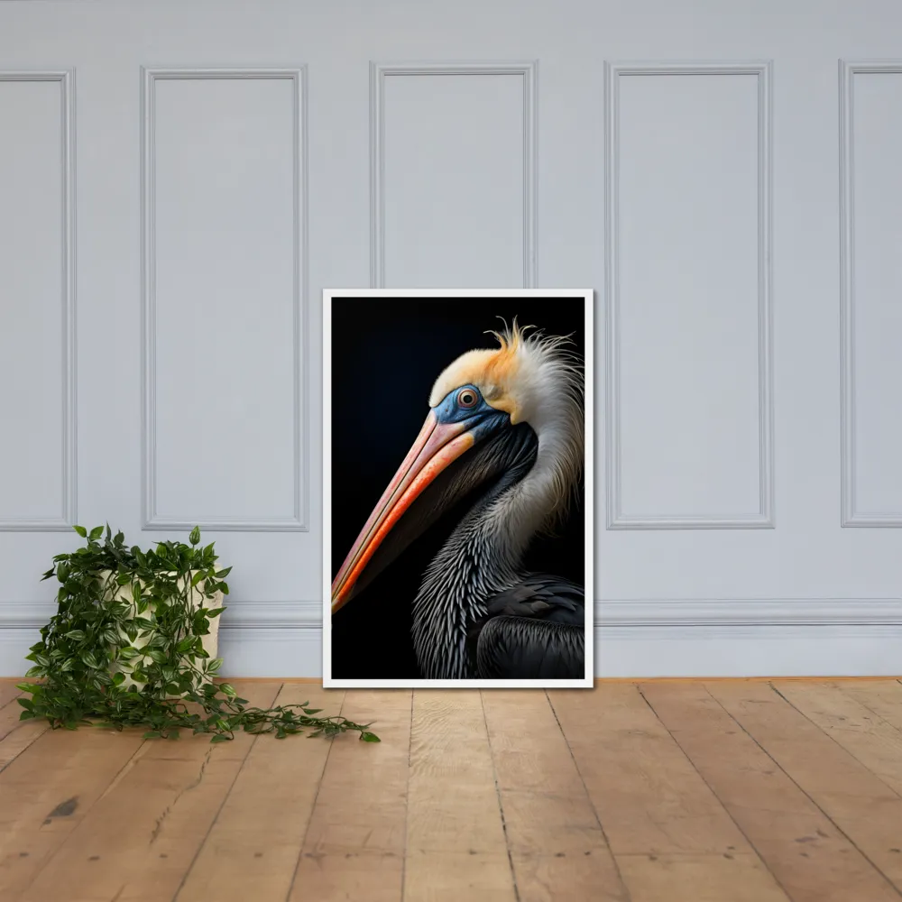 Majestic Portrait of a Pelican | Poster with White Frame | 24″×36″