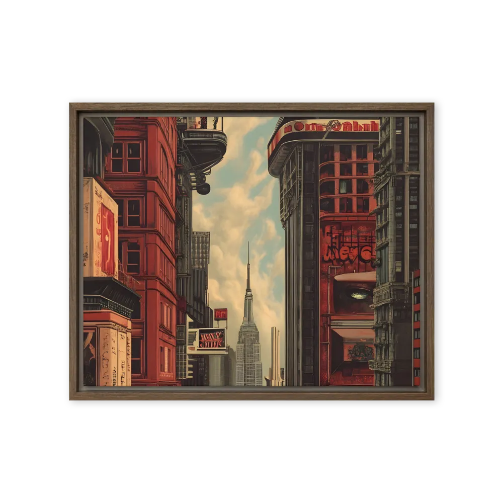 A Glimpse of Tomorrow: Urban Ambition | Canvas with Brown Frame | 16″×20″