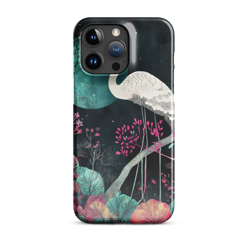 Ethereal Presence: Heron in a Floral Dreamscape | Phone Case |  15 Pro Max | Snap Case | Glossy
