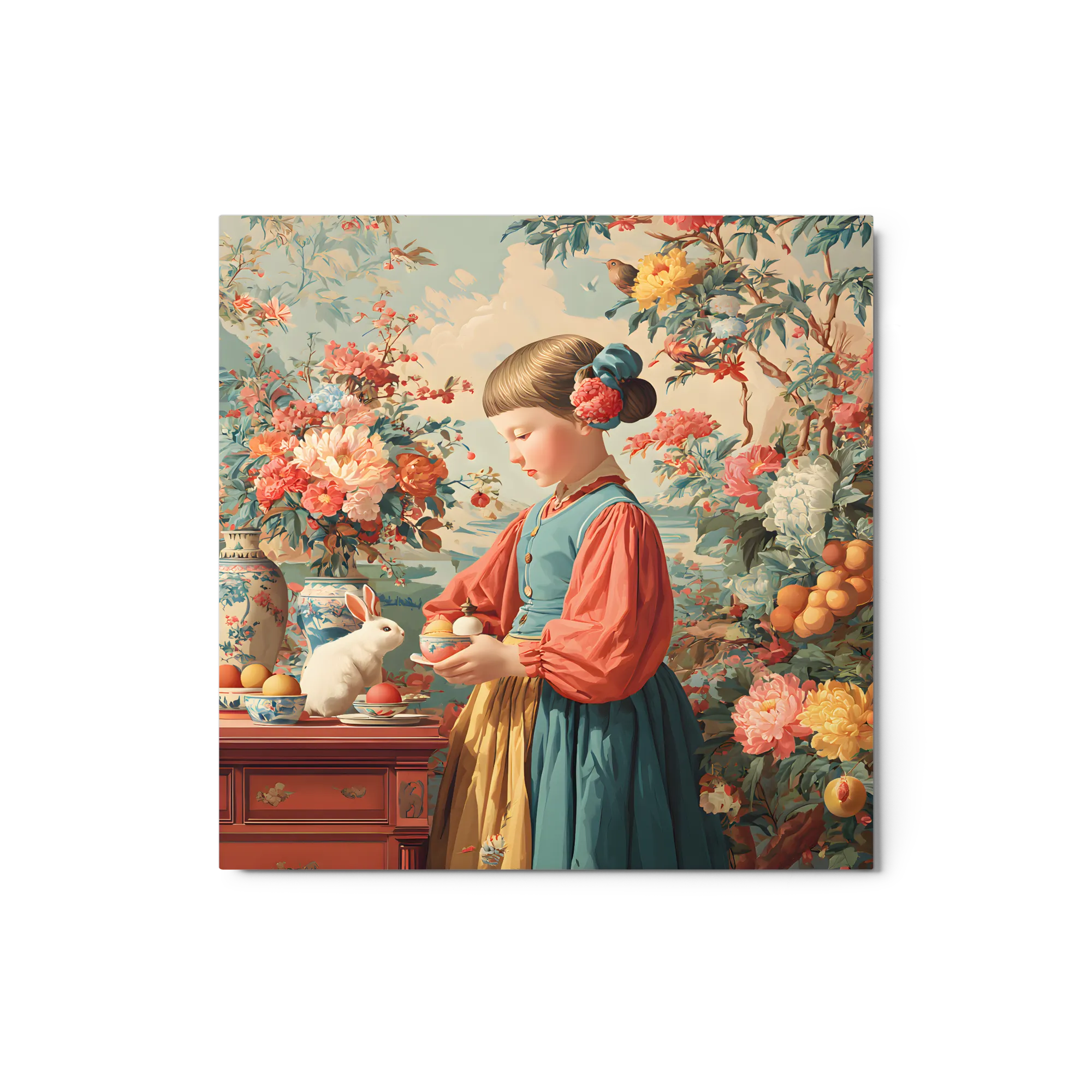 The Chinoiserie Garden 
 Metal Print | 12″x 12″