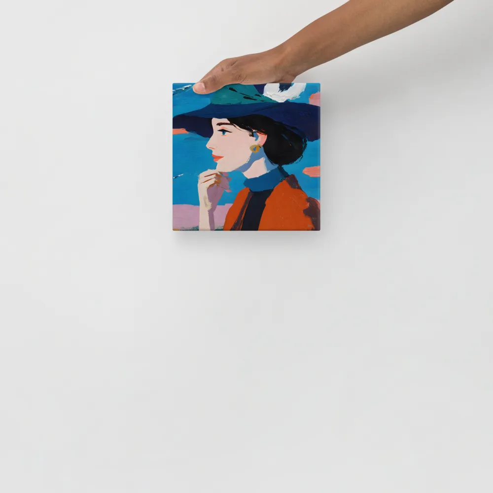 Woman in Blue Hat 
 Canvas | 8″x 8″
