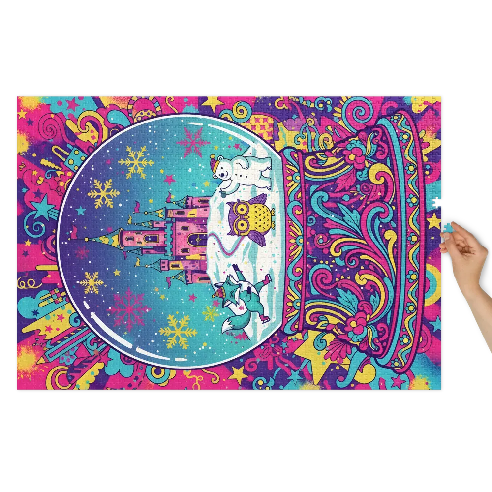 Whimsical Winter Snow Globe 
 Jigsaw Puzzle in Tin Box