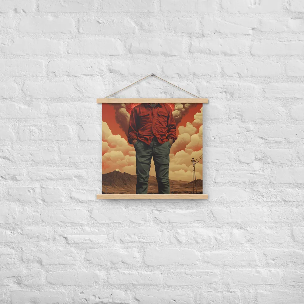 Defiant Spirit in a Surreal Landscape | Poster With Oak Wood Hanger | 18″×18″