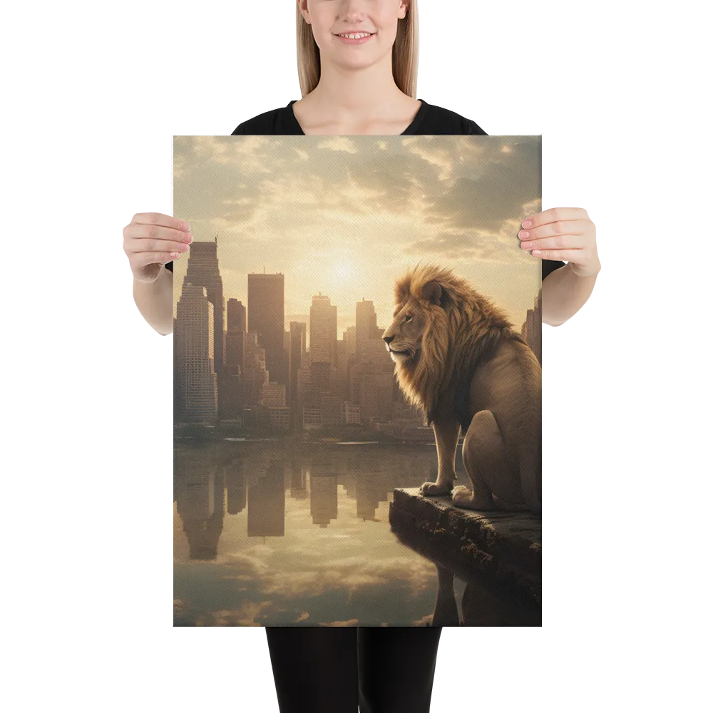 The Lion's Gaze Over the Urban Symphony