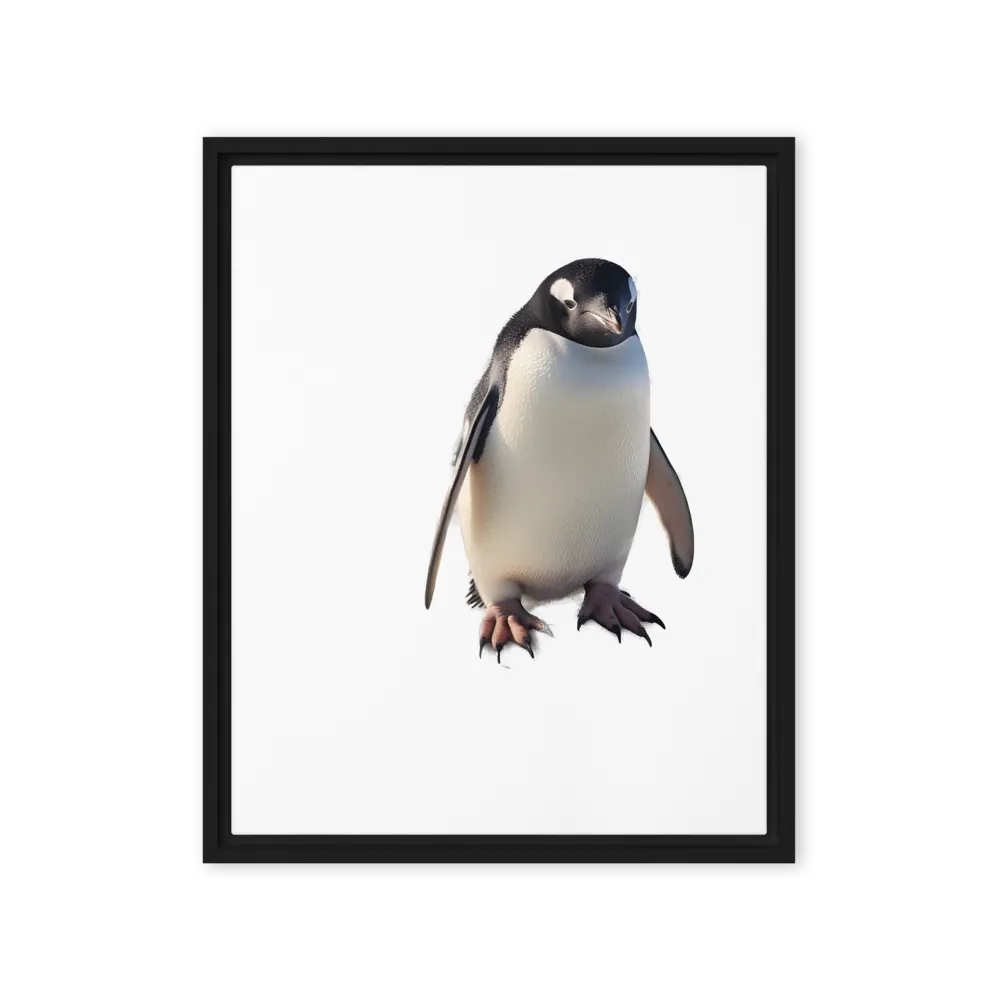 Solitary Majesty: Arctic Penguin on Ice | Canvas with Black Frame | 16″×20″