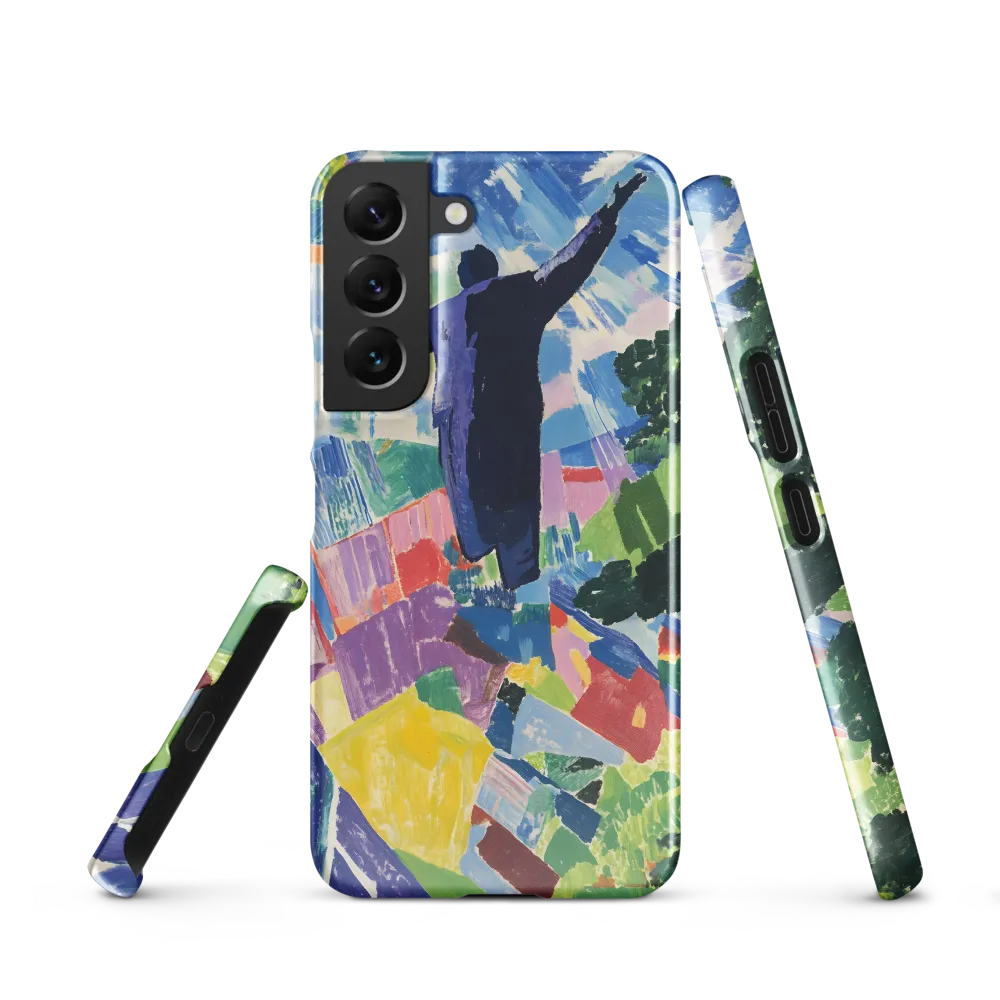 Elysium: A Soaring Figure Amidst Colorful Landscapes | Phone Case |  S22 | Snap Case | Glossy