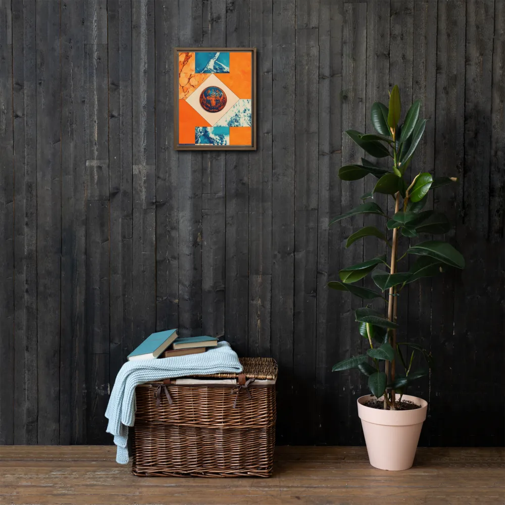 Harmonious Encounters: Abstract Geometry | Canvas with Brown Frame | 11″×14″