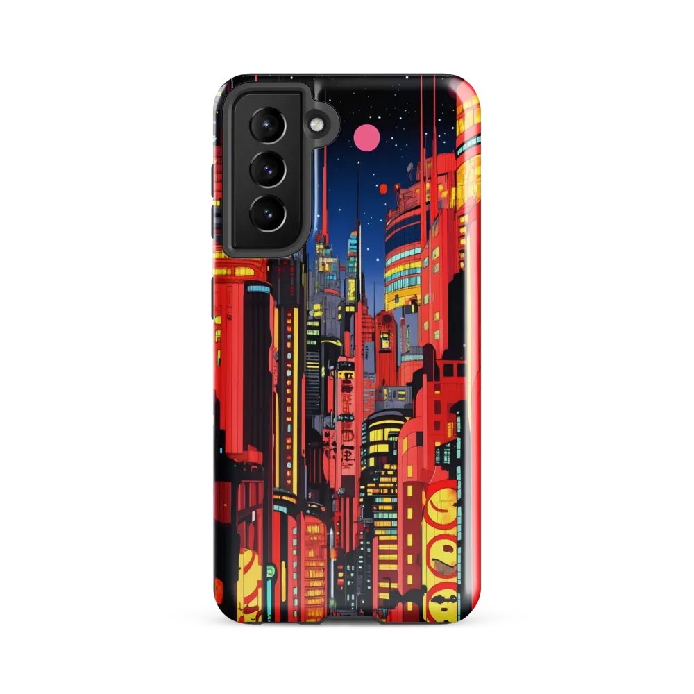 Neon Dreams: A Cyberpunk Cityscape | Phone Case |  S21 FE | Tough Case | Glossy
