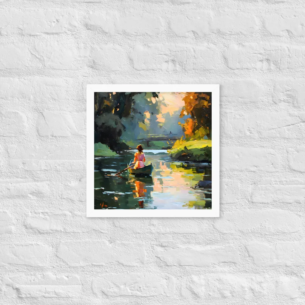 Rowing at Dusk 
 Poster with White Frame | 14″x 14″