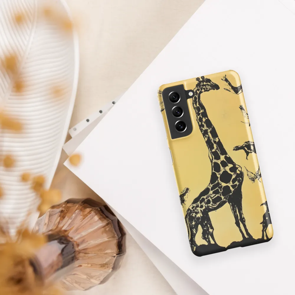 Whimsical Harmony of Giraffe and Birds