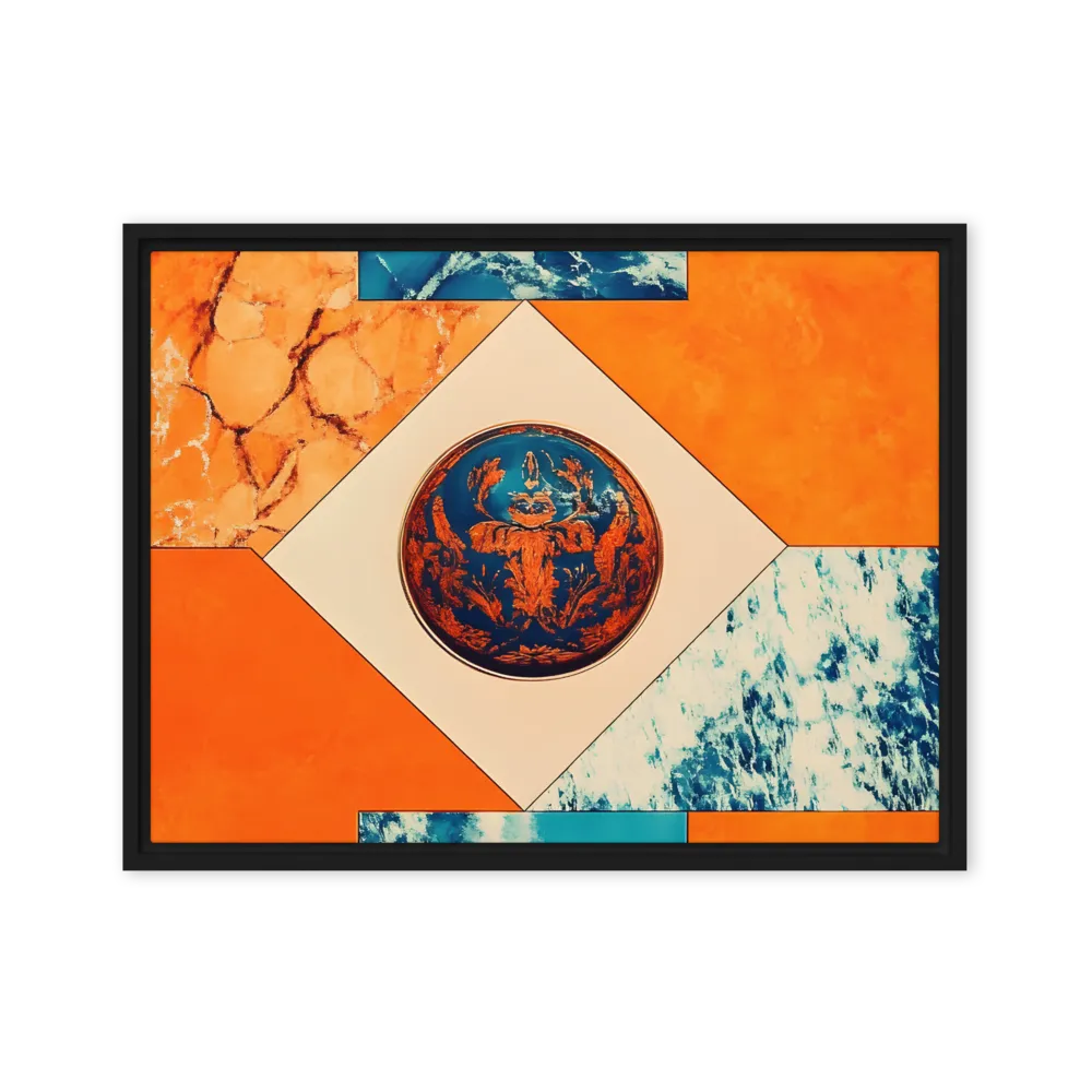 Harmonious Encounters: Abstract Geometry | Canvas with Black Frame | 18″×24″
