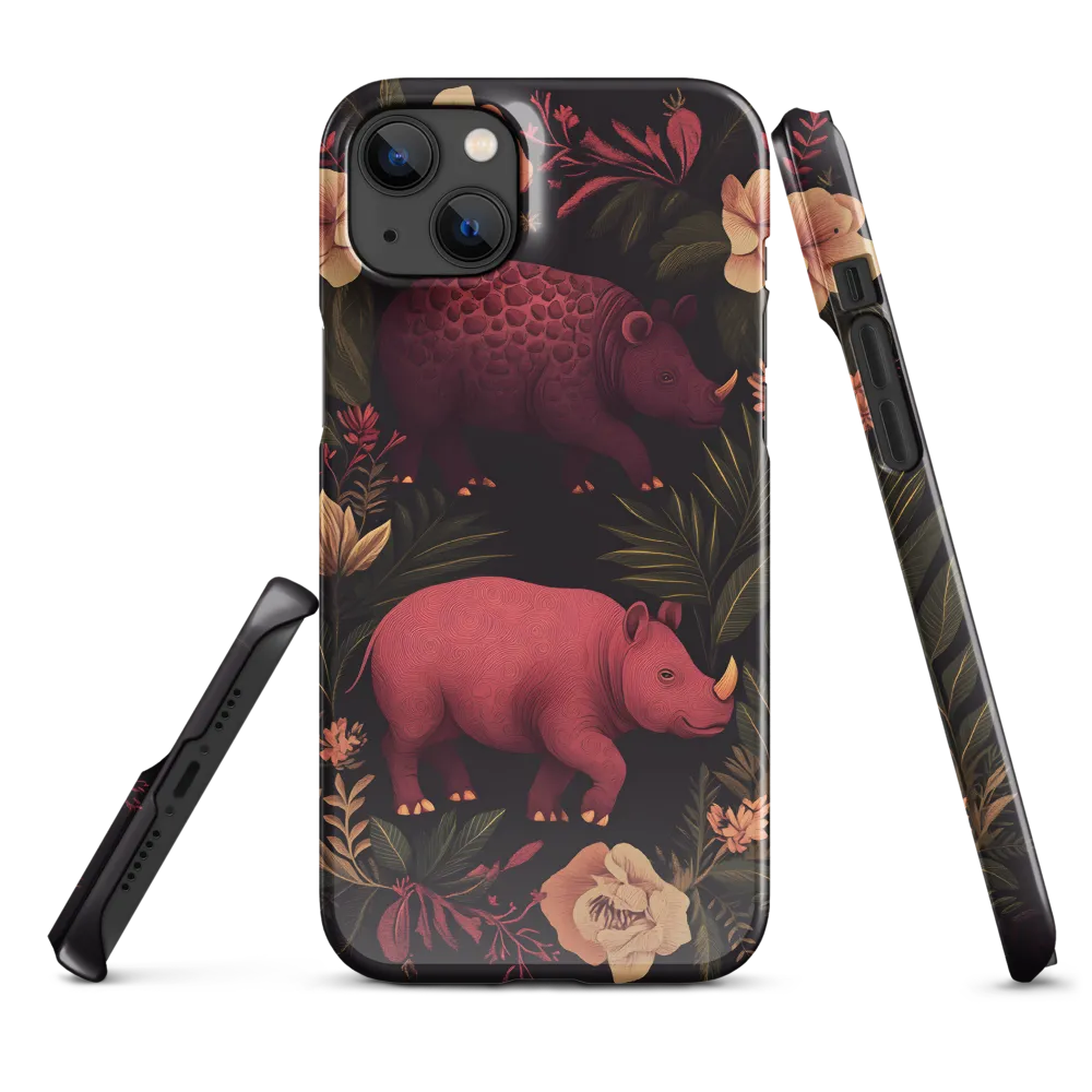 Rhinos in Floral Embrace