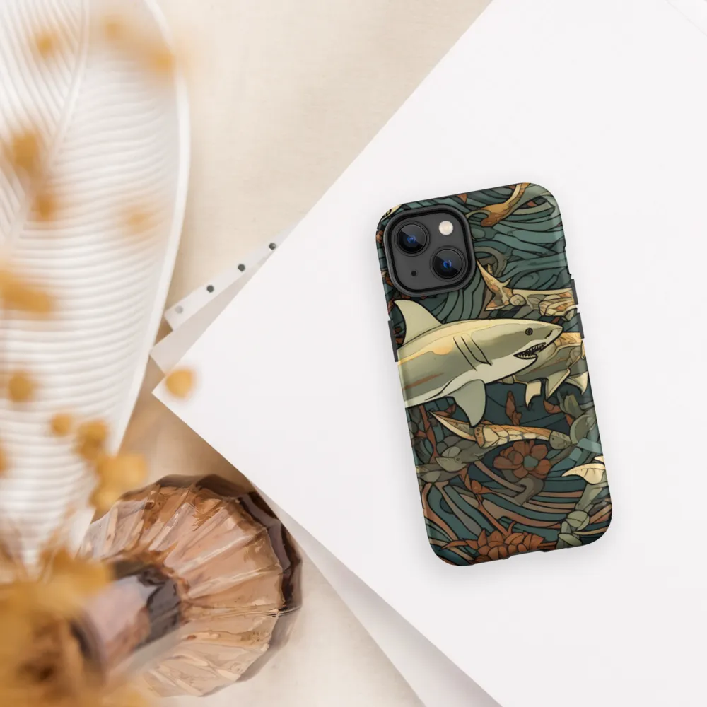 Dynamic Harmony of Sharks and Flora | Phone Case |  14 | Tough Case | Matte
