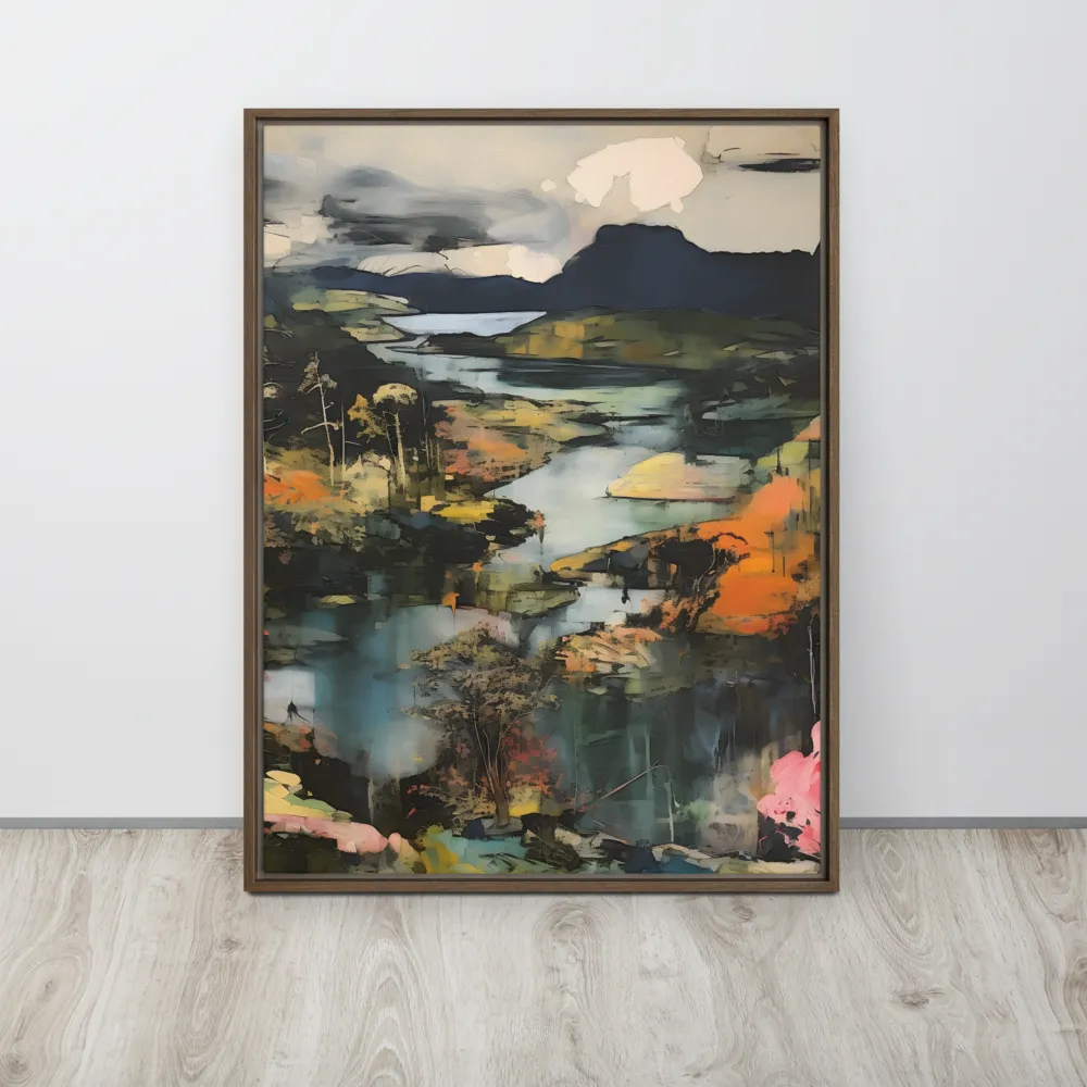 Harmony of Nature: An Abstract Journey | Canvas with Brown Frame | 24″×32″