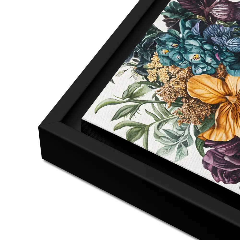 Floral Symphony | Canvas with Black Frame | 12″×12″