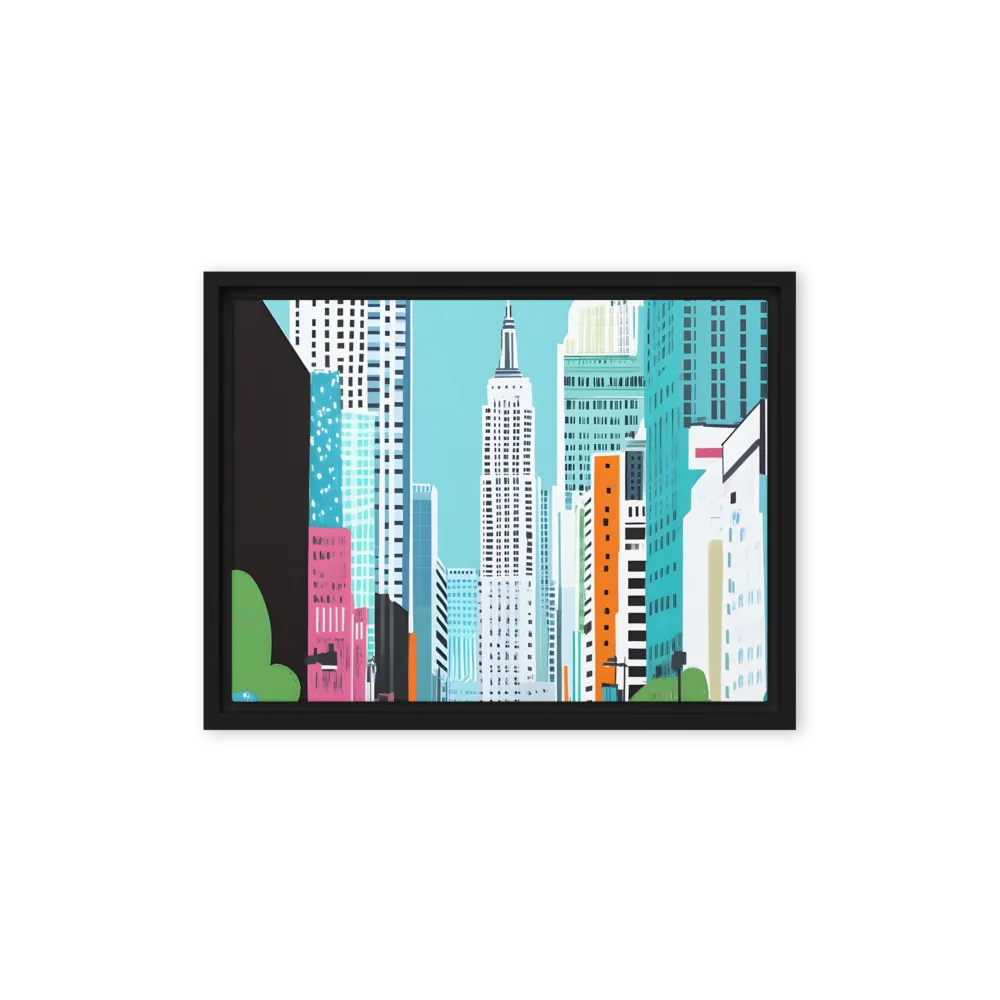Urban Symphony: A Modern Cityscape | Canvas with Black Frame | 12″×16″