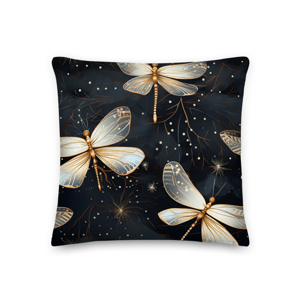 Ethereal Dance: Dragonflies in a Midnight Garden | Pillow | 18″×18″