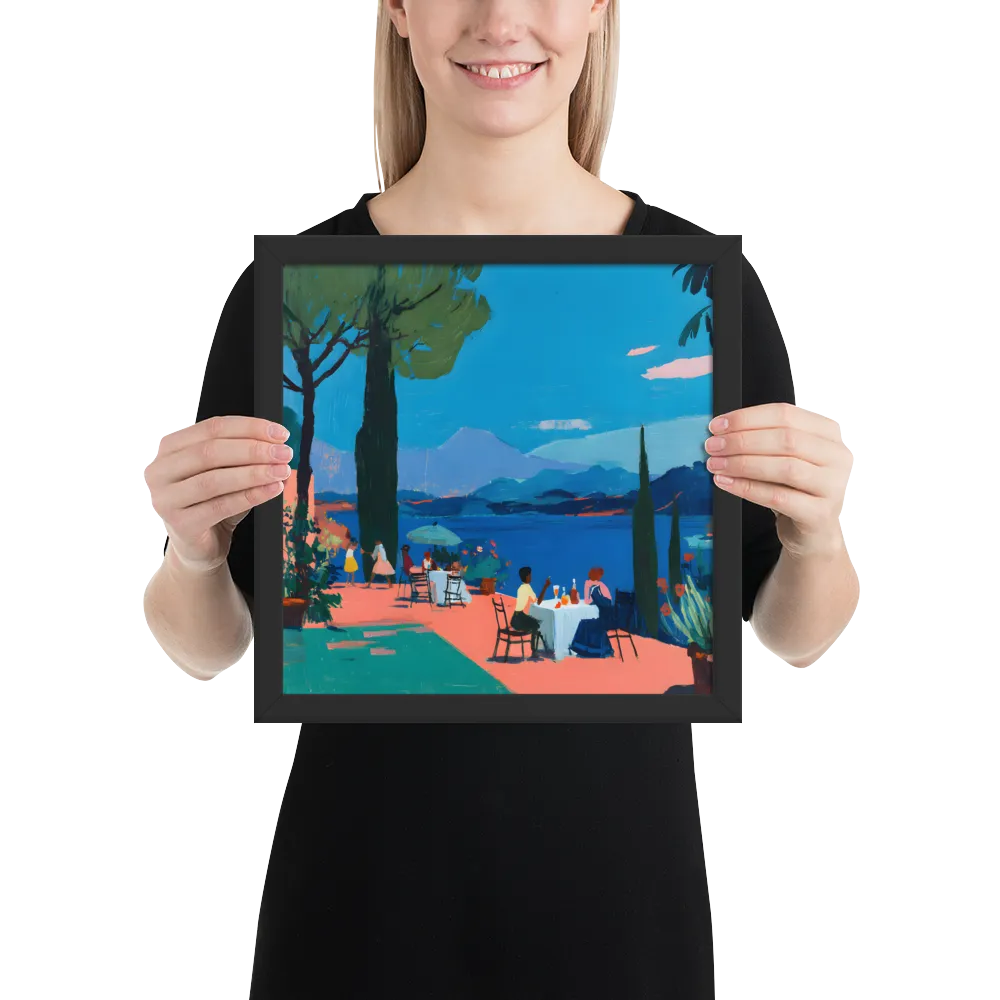 Lakeside Terrace 
 Poster with Black Frame | 12″x 12″