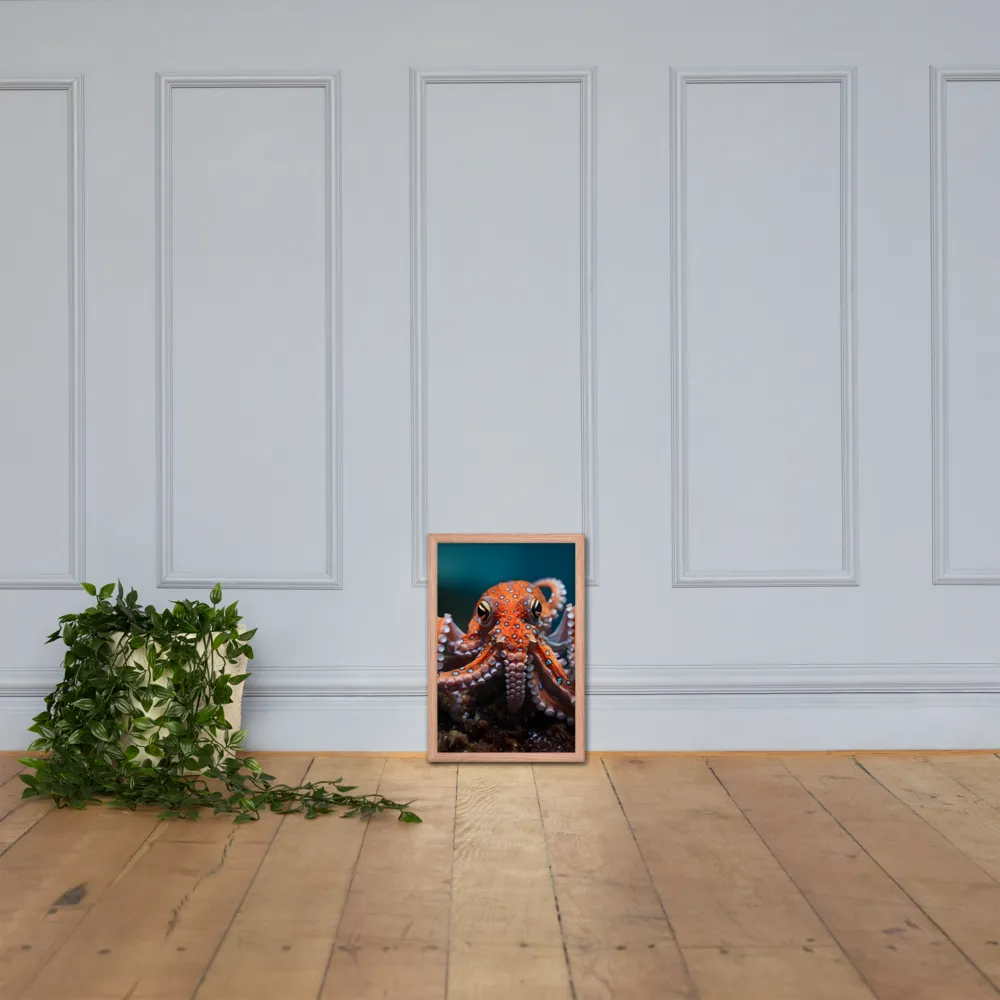 Curiosity of the Deep: The Orange Octopus | Poster with Red oak Frame | 12″×18″
