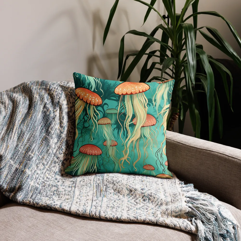 Ethereal Dance of Jellyfish | Pillow Case | 18″×18″