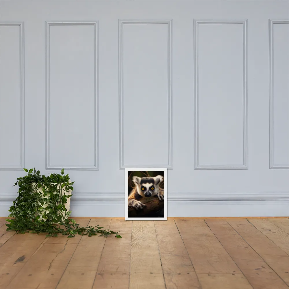 The Watchful Lemur | Poster with White Frame | 11″×14″