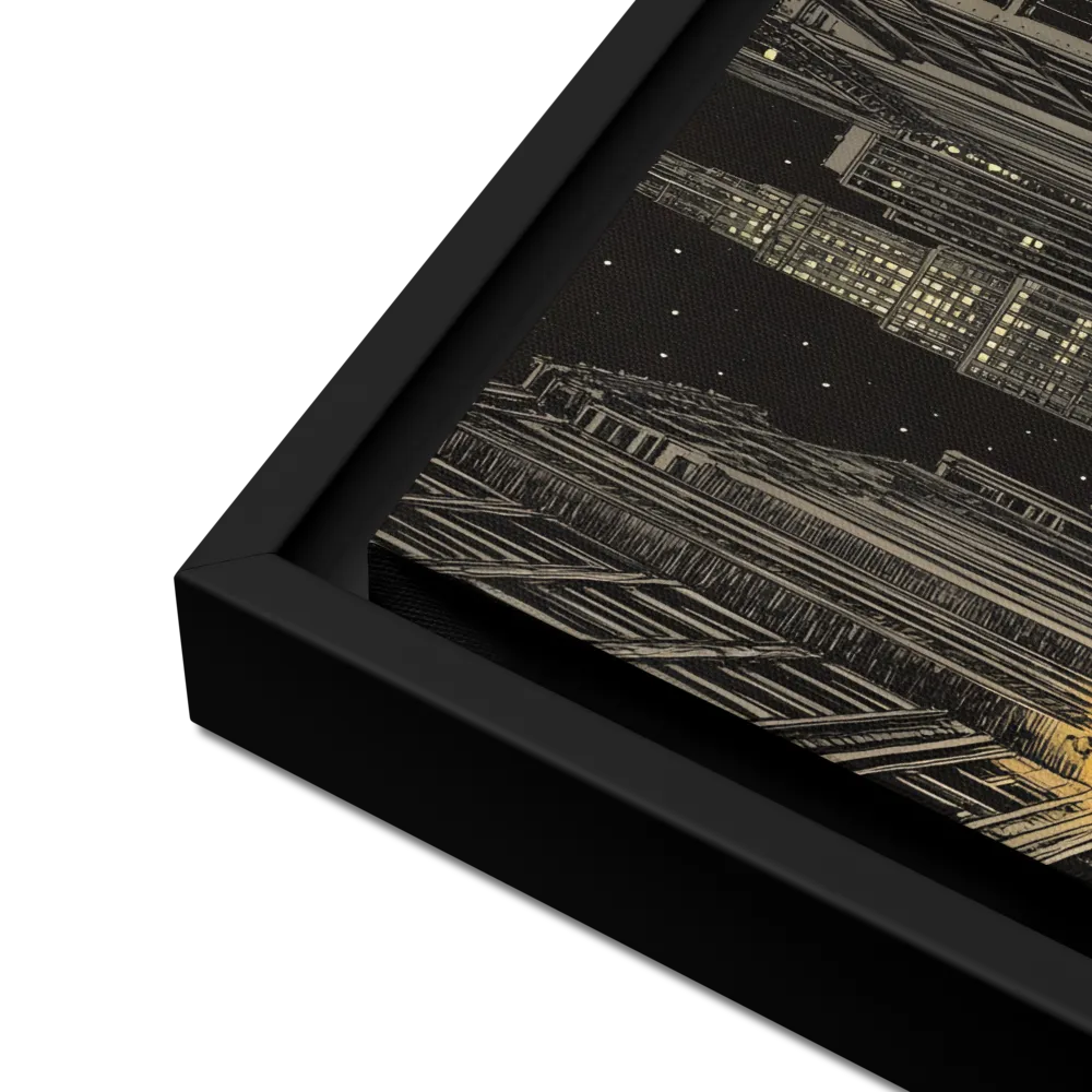 Whispers of the Night City | Canvas with Black Frame | 12″×12″
