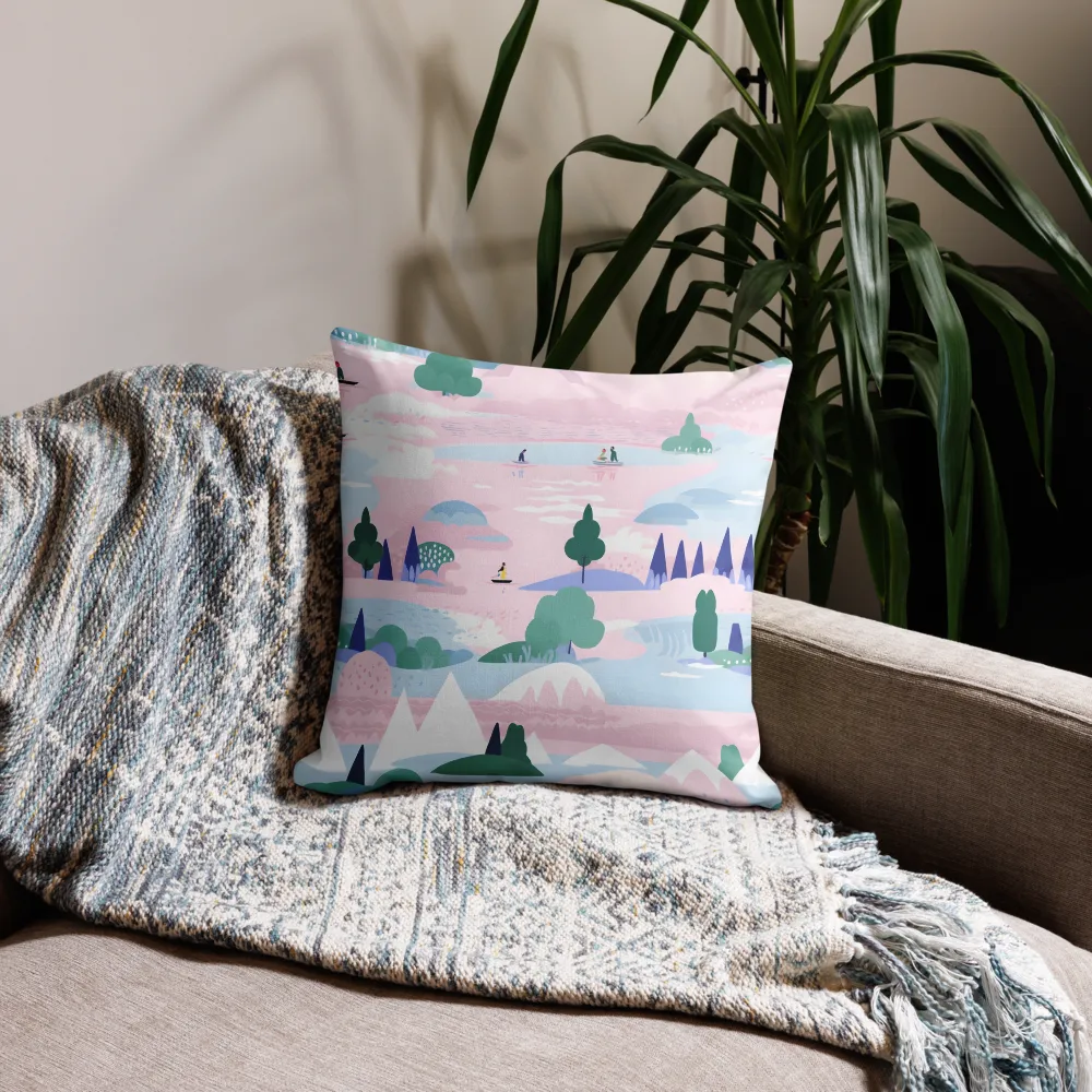 Tranquil Waters: A Dreamy Landscape | Pillow | 18″×18″