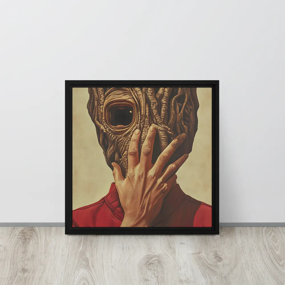 The Mask of Roots | Canvas with Black Frame | 16″×16″