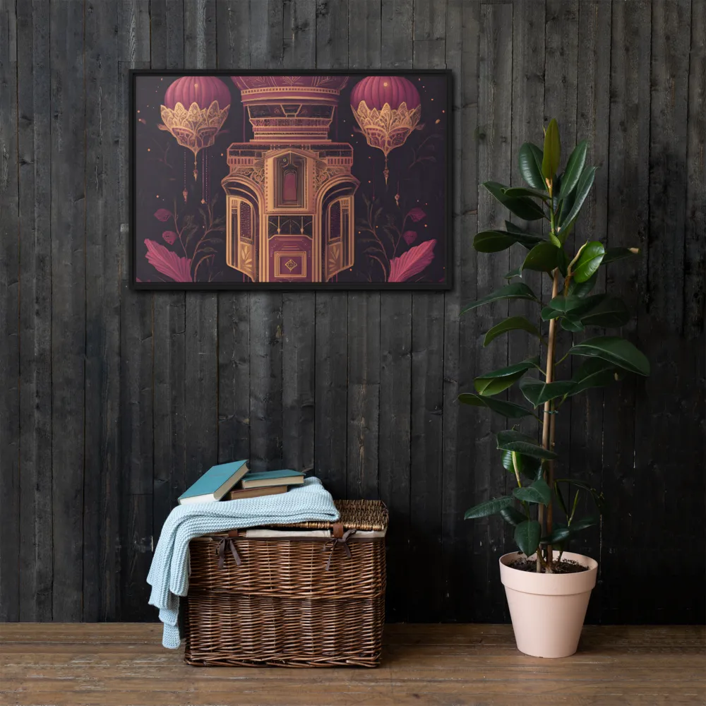 Ornate Harmony: A Digital Floral Architecture | Canvas with Black Frame | 24″×36″