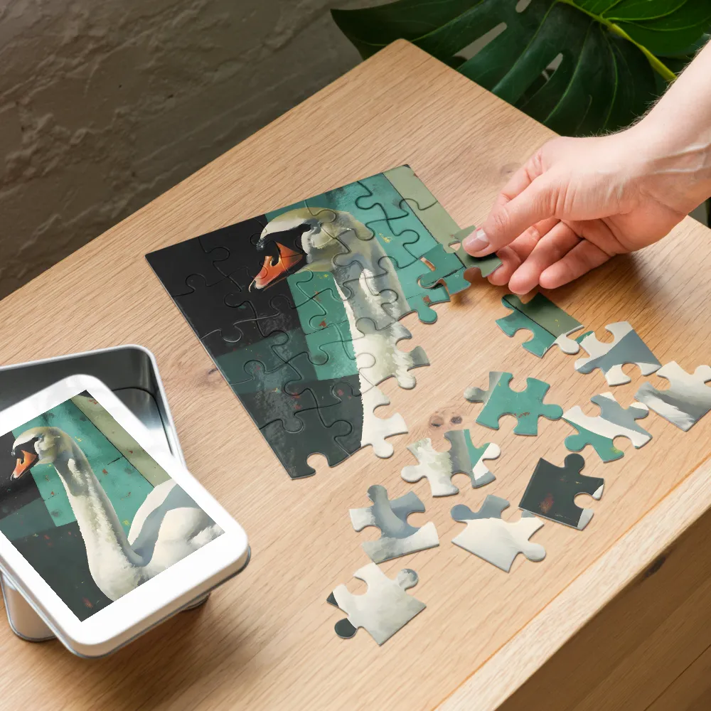 Swan Study 
 Jigsaw Puzzle in Tin Box